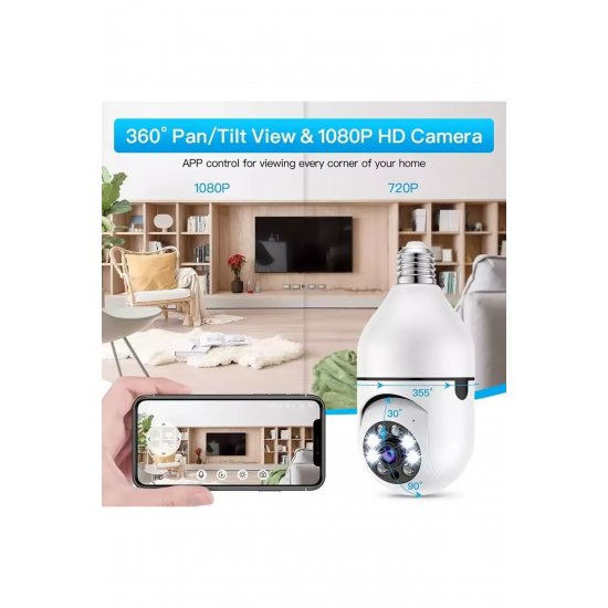 Κάμερα παρακολούθησης M615 Bulb Type 360, Wi-Fi, Λευκό, Ήχος, IR, Υποδοχή κάρτας