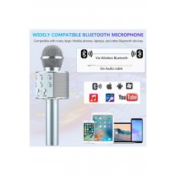 Ασύρματο μικρόφωνο Karaoke MWS858, Επαναφορτιζόμενο, Ηχείο, Γκρι
