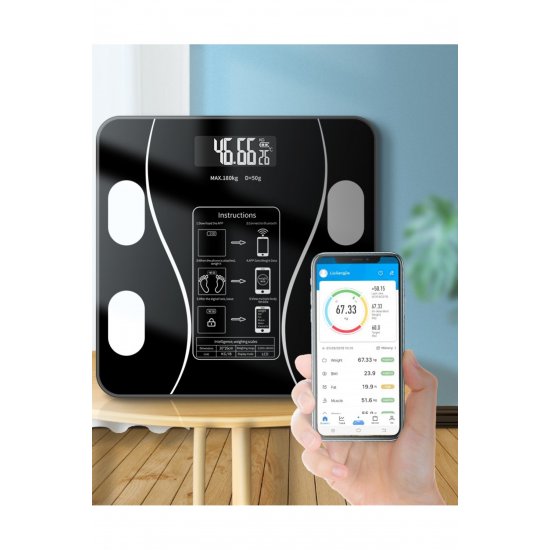 Ζυγαριά σώματος Smart M8501, Bluetooth Intelligent App, Ηλεκτρονική, Μαύρο Ζυγαριά σώματος Smart M8501, Bluetooth Intelligent App, Ηλεκτρονική, Μαύρο