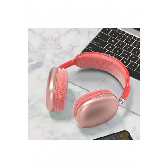 Ακουστικά On Ear MP9 Plus, Bluetooth, MicroSD, Ραδιόφωνο, Κόκκινο