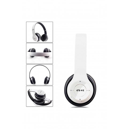 Ασύρματα ακουστικά P47 Λευκά με μικρόφωνο bluetooth