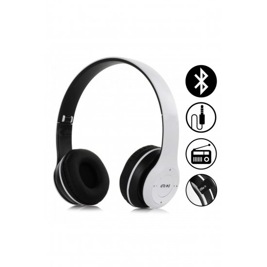 Ασύρματα ακουστικά P47 Λευκά με μικρόφωνο bluetooth