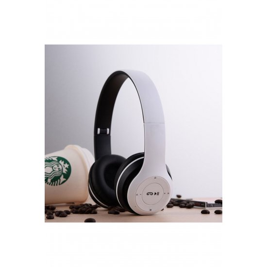 Ασύρματα ακουστικά P47 Λευκά με μικρόφωνο bluetooth
