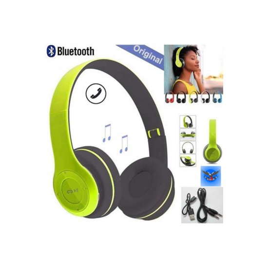 Ασύρματα ακουστικά P47 Πράσινα με μικρόφωνο bluetooth
