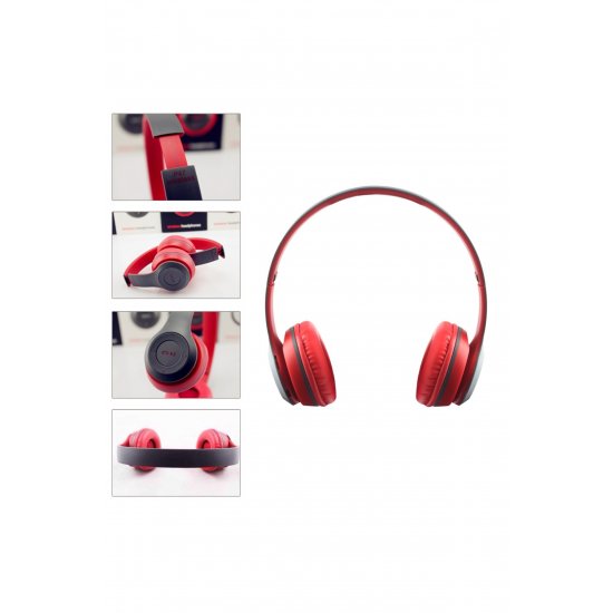 Ασύρματα ακουστικά P47 Κόκκινο με μικρόφωνο bluetooth