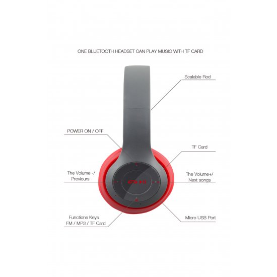 Ασύρματα ακουστικά P47 Κόκκινο με μικρόφωνο bluetooth