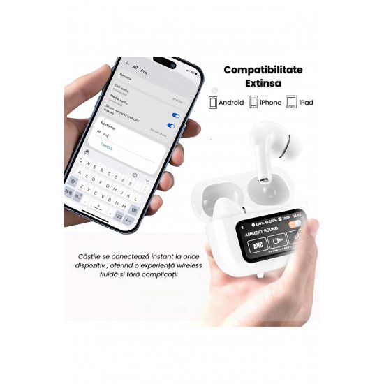 Casti In Ear True Ασύρματο Μπλεtooth 5.3 ANC, ψηφιακή οθόνη, Assent Vocal, Microfon, Touch