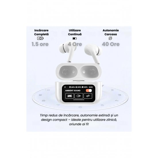 Casti In Ear True Ασύρματο Μπλεtooth 5.3 ANC, ψηφιακή οθόνη, Assent Vocal, Microfon, Touch