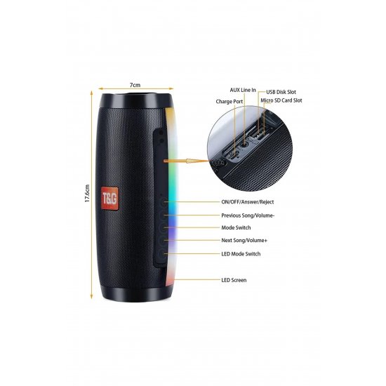 Φορητό ηχείο με φώτα RGB Bluetooth 360 surround ήχος 1200mah Αδιάβροχο