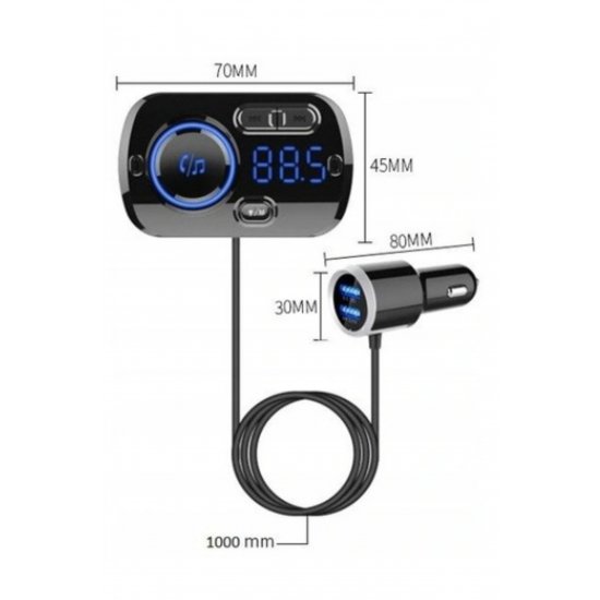 Car FM BC49BQ Modulator Μπλεtooth 5.0 Γρήγορη φόρτιση 3.0 Handsfree Car Kit