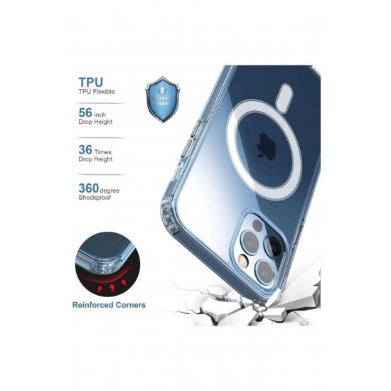 Προστατευτική θήκη για iPhone 14 Pro Mag Safe, 2 σε 1 μαγνητική φόρτιση, σιλικόνη, διαφανές