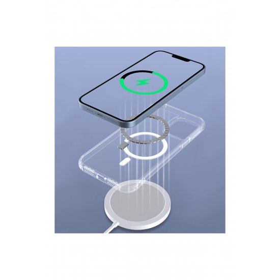 Προστατευτική θήκη για iPhone 14 Pro Mag Safe, 2 σε 1 μαγνητική φόρτιση, σιλικόνη, διαφανές