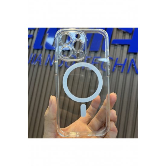 Προστατευτική θήκη για iPhone 14 Pro Max Mag Safe, 2 σε 1, σιλικόνη και ακρυλικό, διαφανές