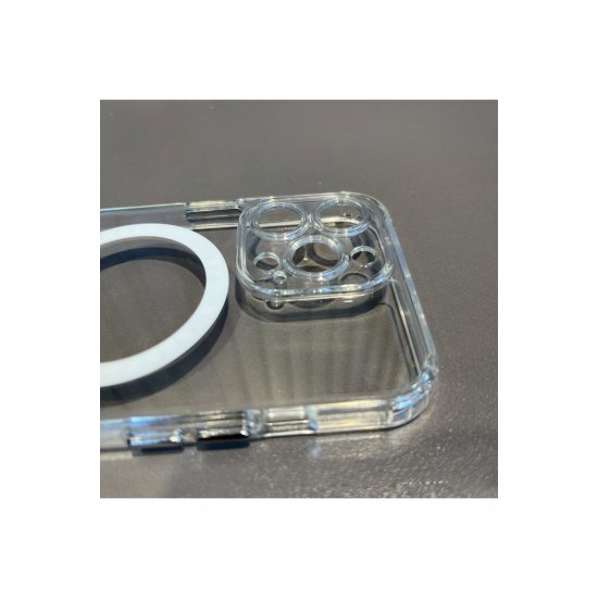 Προστατευτική θήκη για iPhone 14 Pro Max Mag Safe, 2 σε 1, σιλικόνη και ακρυλικό, διαφανές