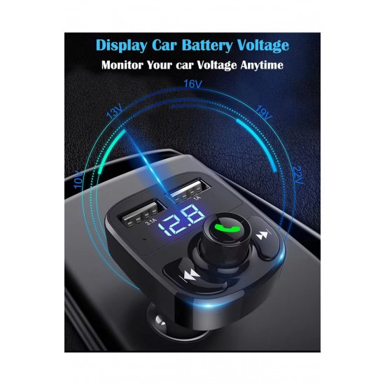 Modulator Auto Μπλεtooth 2xUsb 3.1A si Voltmetru,