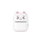 Μίνι φορητός εκτυπωτής φωτογραφιών, Flippy, USB, Bluetooth, Bear Model, 12 x 9 x 5 cm, Λευκό ροζ