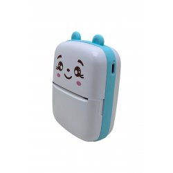 Μίνι φορητός εκτυπωτής φωτογραφιών, Flippy, USB, Bluetooth, Teddy Bear Model, 12 x 9 x 5 cm, Λευκό Μπλε