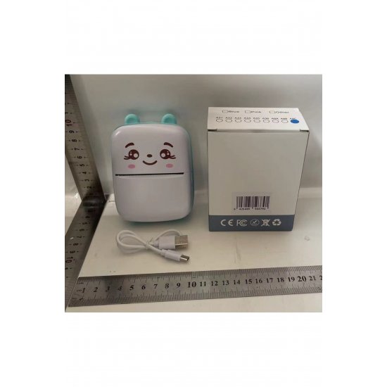 Μίνι φορητός εκτυπωτής φωτογραφιών, Flippy, USB, Bluetooth, Teddy Bear Model, 12 x 9 x 5 cm, Λευκό Μπλε Μίνι φορητός εκτυπωτής φωτογραφιών, Flippy, USB, Bluetooth, Teddy Bear Model, 12 x 9 x 5 cm, Λευκό Μπλε
