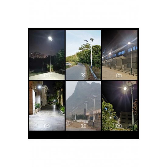 Solar Street Lamp 200W, IP65, Light Sensor, 49x21x6,5 cm, Μαύρο, 10 ώρες λειτουργίας