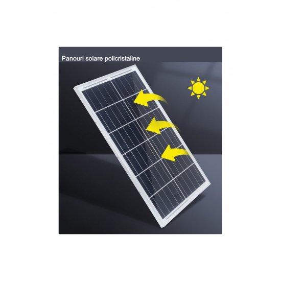 Solar Street Lamp 200W, IP65, Light Sensor, 49x21x6,5 cm, Μαύρο, 10 ώρες λειτουργίας
