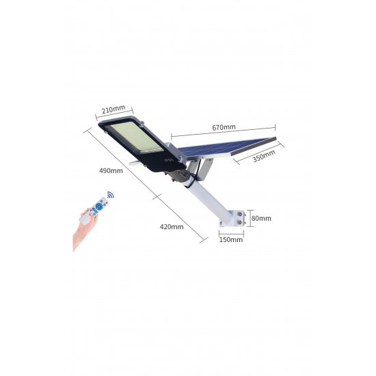 Solar Street Lamp 500W, IP65, Light Sensor, 49,5x21x9 cm, Μαύρο, 10 ώρες λειτουργίας