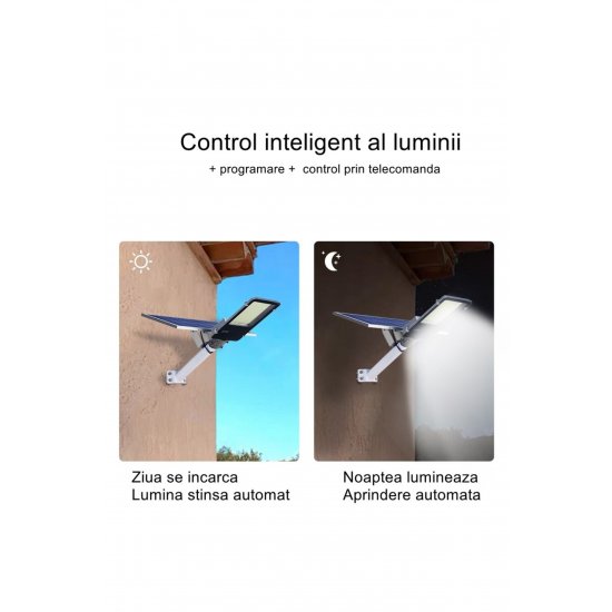Solar Street Lamp 500W, IP65, Light Sensor, 49,5x21x9 cm, Μαύρο, 10 ώρες λειτουργίας