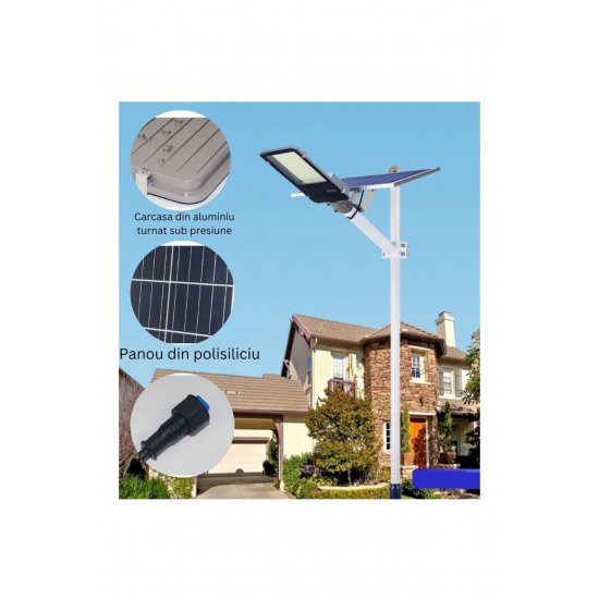 Solar Street Lamp 500W, IP65, Light Sensor, 49,5x21x9 cm, Μαύρο, 10 ώρες λειτουργίας