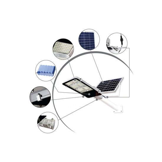 Ηλιακό φωτιστικό δρόμου 80W, IP65, αισθητήρας φωτός, 38,6x13,3x6,5 cm, ψυχρό λευκό Ηλιακό φωτιστικό δρόμου 80W, IP65, αισθητήρας φωτός, 38,6x13,3x6,5 cm, ψυχρό λευκό