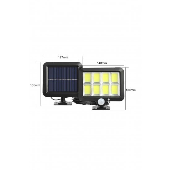 Ηλιακός λαμπτήρας LED 160 COB, Flippy, 8 πλέγματα, αισθητήρας φωτός και κίνησης, μήκος καλωδίου 4,6 m, λευκό φως