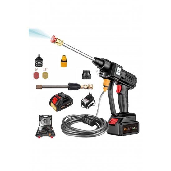 ADESKE 24V Cordless Pressure Washers - Ολοκληρωμένο Σετ, 2 ακροφύσια, Σωλήνας 6,5m, Μαύρο