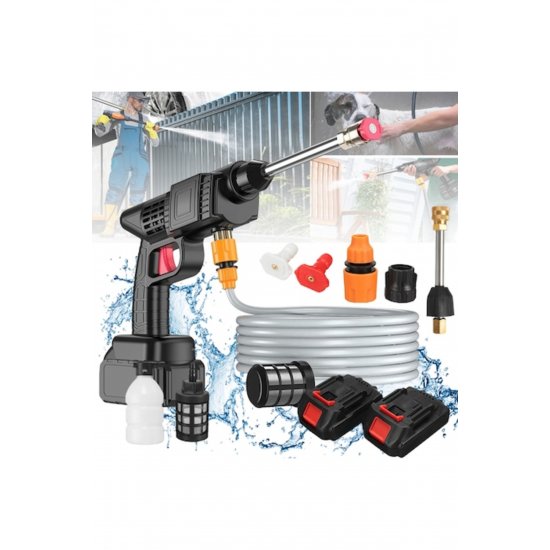lynker Πλυντήριο πίεσης - 1500W, 21V, 2,5-25MPa, 5m σωλήνας, ψεκαστήρας αφρού, 2 μπαταρίες, μαύρο lynker Πλυντήριο πίεσης - 1500W, 21V, 2,5-25MPa, 5m σωλήνας, ψεκαστήρας αφρού, 2 μπαταρίες, μαύρο