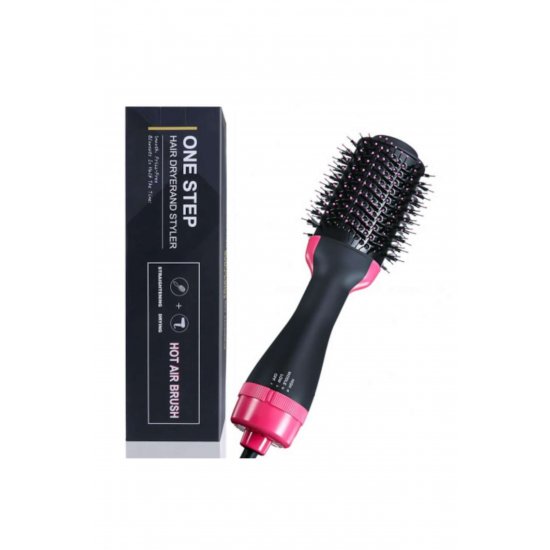 Zenino 3-σε-1 Volumizing Electric Brush - 1000 W, στεγνωτήριο & ψαλιδάκι, ιοντικό, μαύρο/ροζ