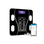 Έξυπνη ζυγαριά με Bluetooth, ψηφιακή οθόνη LCD, σκληρυμένο γυαλί, παρακολούθηση γυμναστικής, μέγιστο βάρος 180 κιλά,