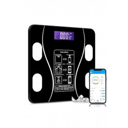 Έξυπνη ζυγαριά με Bluetooth, ψηφιακή οθόνη LCD, σκληρυμένο γυαλί, παρακολούθηση γυμναστικής, μέγιστο βάρος 180 κιλά,