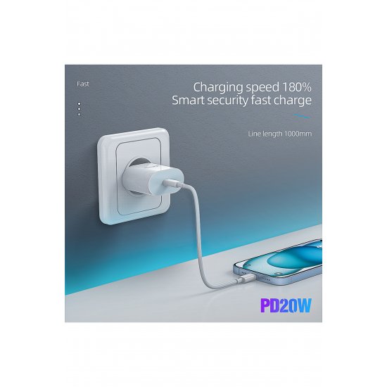 Φορτιστής τηλεφώνου, USB C, Universal, Fast Charge 20W, 1m, συμβατός με Samsung, Iphone 15/16 Φορτιστής τηλεφώνου, USB C, Universal, Fast Charge 20W, 1m, συμβατός με Samsung, Iphone 15/16
