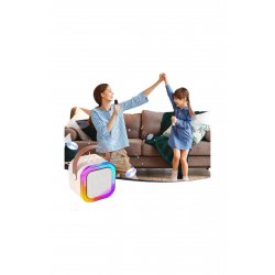 ® Φορητό ηχείο, 2 ασύρματα μικρόφωνα - Karaoke, μπεζ χρώμα, Bluetooth V5.3, RGB LED