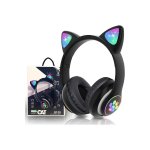 Ασύρματα ακουστικά με αυτιά γάτας, Bluetooth, φώτα RGB, ακύρωση θορύβου, μικρόφωνο, μπάσα,