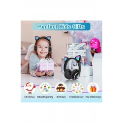 Ασύρματα ακουστικά με αυτιά γάτας, Bluetooth, φώτα RGB, ακύρωση θορύβου, μικρόφωνο, μπάσα,