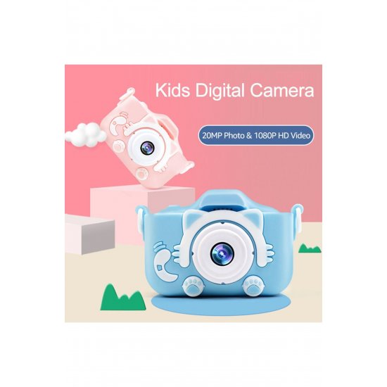 Παιδική κάμερα, 40 MP, Full HD 1080P, Cat Model, Διπλή μπροστινή/πίσω κάμερα, Selfie, 2 ιντσών