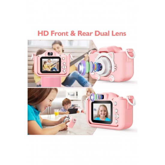Παιδική κάμερα, 40 MP, Full HD 1080P, Cat Model, Διπλή μπροστινή/πίσω κάμερα, Selfie, 2 ιντσών