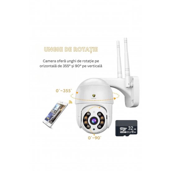 Κάμερα παρακολούθησης WiFi 4MP, Full HD, εσωτερικού ή εξωτερικού χώρου, συναγερμός, αισθητήρας κίνησης, νυχτερινή όραση,