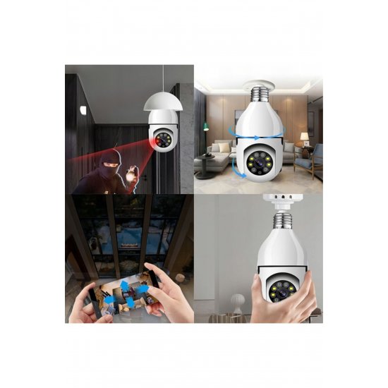 Λαμπτήρας κάμερας παρακολούθησης WiFi, Full HD 1080p, Περιστροφή 360°, Αισθητήρας κίνησης, Νυχτερινή όραση IR, Two-Wa Λαμπτήρας κάμερας παρακολούθησης WiFi, Full HD 1080p, Περιστροφή 360°, Αισθητήρας κίνησης, Νυχτερινή όραση IR, Two-Wa
