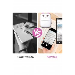 Σετ Mini Imprimanta Termica si 10 Role VarioShop®, Bluetooth, Συμβατό iOS/Android, Roz