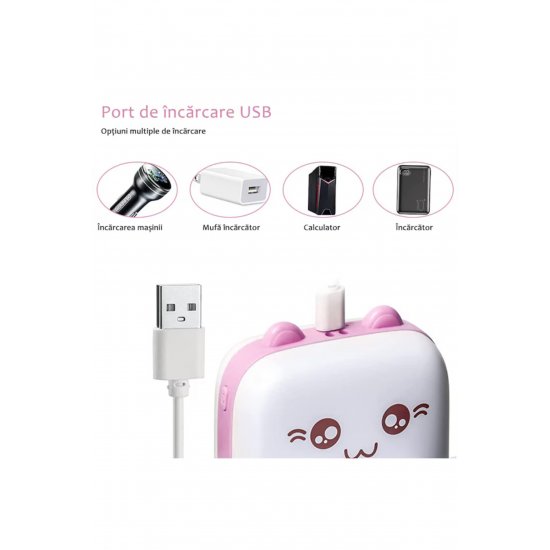 Σετ Mini Imprimanta Termica si 10 Role VarioShop®, Bluetooth, Συμβατό iOS/Android, Roz