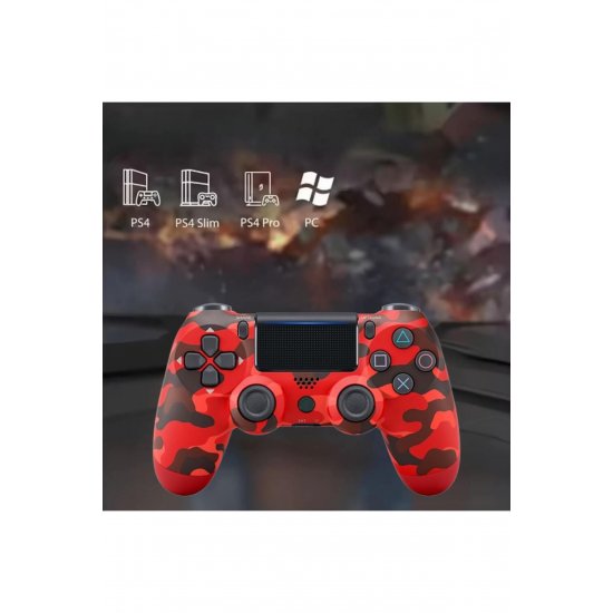 Ασύρματο χειριστήριο Doubleshock Joystick, Συμβατό PS4/Pro/Slim, Touchpad, Army Red