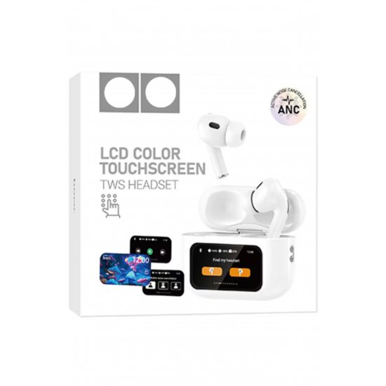 Ακουστικά Ασύρματα Bluetooth EarBuds Pro - Οθόνη αφής LED, Ήχος HiFi, Λευκό
