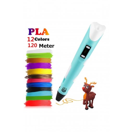 Στυλό 3D, DreamPen, PLA/ABS, Ψηφιακή οθόνη, 1,75mm, 12V, Μπλε, 120m PLA