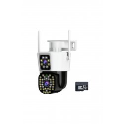 WiFi Διπλή Κάμερα Παρακολούθησης JT-8293QJ 6MP, Full HD, Λευκό + Κάρτα μνήμης 32 GB