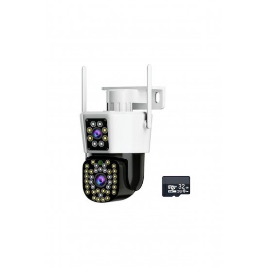 WiFi Διπλή Κάμερα Παρακολούθησης JT-8293QJ 6MP, Full HD, Λευκό + Κάρτα μνήμης 32 GB