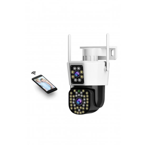 WiFi Διπλή Κάμερα Παρακολούθησης JT-8293QJ 6MP, Full HD, Λευκό + Κάρτα μνήμης 32 GB